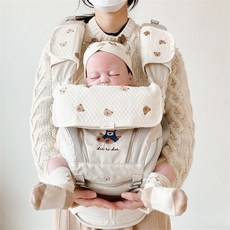 POGNAE 嬰兒背帶口水巾/咬巾配件, 多熊三件套 格紋棉