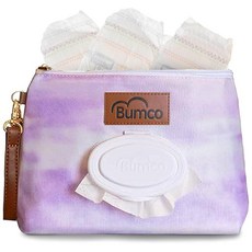 Bumco 기저귀 클러치 백 - 휴대용 물티슈 디스펜서 및 홀더 밀폐 여행용 아기 케이스 디스펜서 이동 중에도 팔찌 380431, 퍼플 타이 다이