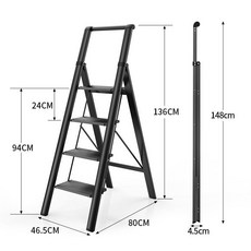 肯泰 鋁合金家用摺疊梯 多功能伸縮樓梯 五步爬梯, 新款鋁踏板吉利中國紅,三步梯（超強承重）, 1個