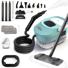 스팀 걸레 2500W 고압 딥 클리닝 1.69QT 탱크 221F 및 3단계 온도 클리너 10S 고속 가열 바닥 자동차 주방 카펫 창문용 19개 액세서리 포함 민트 그린, MINT GREEN, 민트 그린.