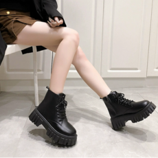 애드레스 230-260 여성 통굽 옆지퍼 워커 미들부츠