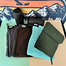 캠팸 침낭라이너 폴라플리스 여름 하계침낭 무릎 담요 파우치포함, 1개, 카키