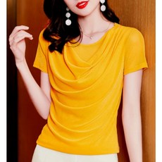 라인 댄스복 상의 반짝이 여성 스포츠 댄스복, 겨자