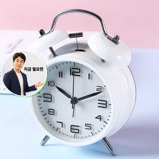 쌍문상회 지금 필요한 알람시계 시끄러운 해머벨 탁상시계 자명종 K31872EA, 화이트