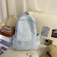 日系ins風雙肩包初中生學生可愛軟妹百搭揹包小清新出遊踏青書包, 藍色【無掛件】:一個, 1個