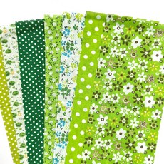 미소데이샵 퀼트 원단 7장 50cm 천 조각 플라워 도트 체크, 1세트, 그린