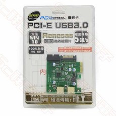 祥昌電子 伽利略 PCI-E USB3.0 4埠擴充卡 支援前2-19in 後2, 1個