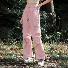 2026新款男女同款防曬褲 戶外山系寬鬆休閒夏季直筒長褲, 貝栗粉