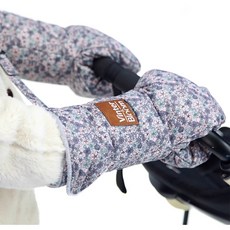코어무역 유모차 장갑 손잡이 핸드머프 워머 방한커버 양손 장갑, 1개, 그레이플라워