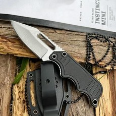 잭나이프 미니 풀 탱 내구성 본능 고정 나이프 G10 핸들 경량 포켓 EDC 넥 체인 멀티 도구 ABS 플라스틱 시스 포함, 1) small knife, 1개