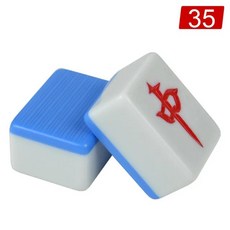 핫 마작 타일 중국 재미있는 가족 테이블 보드 게임 여행용, Color: 5. Blue  35, 1개