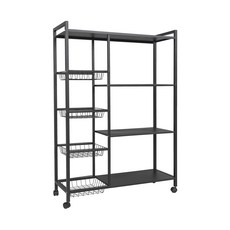 【dayneeds】簡約廚房置物架 穩固耐用 免工具組裝, 黑色, 1個