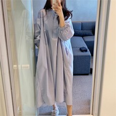 임산부 긴팔 원피스 봄 가을 편안한 루즈핏 임부복 롱 드레스 YLP