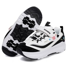 PHTEER 자수 플라워 운동화 휠리스 스케이트 롤러 롤러슈즈 F12, 블랙, 1개