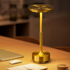 테이블 램프 세련된 간접 조명 레트로 무선 북유럽 터치 센서 라이트, 골드(Gold)
