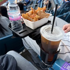 자동차 멀티 테이블 컵홀더 확장 트레이 차박 야구 캠핑 간식 거치대 텀블러 휴대폰 수납 용품, 블랙, 1개