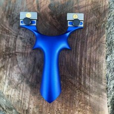 夾片鈦合金撐頭戶外威力高精度直板新款圓頭龍齒彈弓, 烤藍夾片