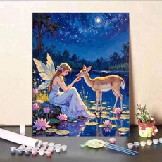 [샵포유] DIY 유화 그림 그리기 세트 (40x50cm), 1세트, 앉아있는 천사