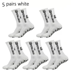 쿠쿠스토어 4/5/ 쌍 축구 양말 남녀 공 미끄럼 방지 통기성 스포츠 두꺼운 타월 바닥 트레이닝 요가, 01 38-45, 02 5 Pairs White