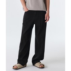 무신사 스탠다드 린넨 라이크 와이드 데님 팬츠 블랙 497465