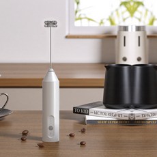 打奶器打蛋器咖啡拉花打奶泡高轉速三檔可調USB充電攪拌器電動, 白色無蓋:三檔轉速可調300毫安電池