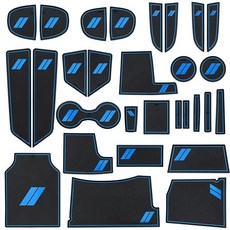 SENSHINE 닷지 충전기 액세서리 2010-2014 미끄럼 방지 먼지 방지 컵 홀더 인서트 센터 콘솔 시프터 라이너 트림 도어 패킷 매트 프리미엄 커스텀 인테리어 29피스, 블루