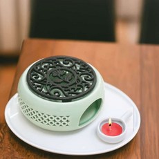 라운드 도자기 티워머 민트 블랙 온도유지 티팟 촛불 찻집 히터 매장