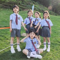 新竹出貨 幼兒園園服學院風班服小學生班服校服夏裝條紋襯衫運動會表演服畢業照