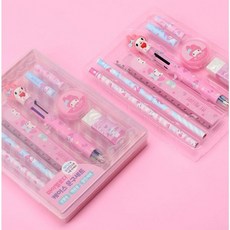 （現貨） 韓國sanrio三麗鷗〰 鉛筆組 文具組 原子筆 木頭筆 筆套 橡皮擦 削鉛筆機 庫洛米 美樂蒂大耳狗帕恰狗, 美樂蒂A