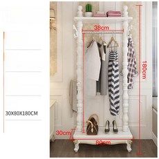 드레스룸 행거 스탠드 북유럽 사무실 침실 인테리어 옷걸이, 골드 트림 C-6 스노우화이트 80길이