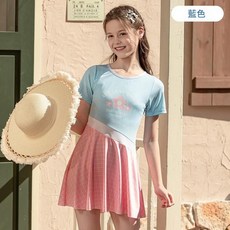兒童泳衣女大童夏連體裙少女荷葉邊女孩游泳衣