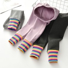 【秋冬兒童保暖褲子】女童加絨打底褲秋冬外穿厚款彩虹條洋氣兒童裝秋裝休閒彈力長褲子