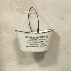 빈티지 버터 양철 바스켓 손잡이 화분 꽃바구니, 1개