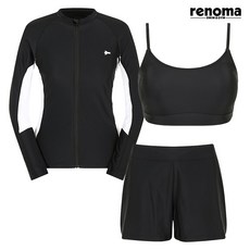 레노마수영복 여성 3PCS 집업 래쉬가드세트 블랙 (RN-LS2F704_BK)