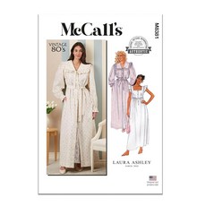 McCall's Laura Ashley M8381A 빈티지 1980년대 미세스 로브 타이 벨트 및 나이트가운 바느질 패턴 패킷 디자인 코드 M8381 사이즈 XS-S-M-, McCall's Laura Ashley M8381A 빈
