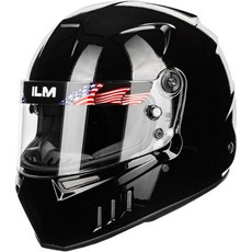 ILM 스넬 SA2025 풀페이스 자동차 레이싱 헬멧 경량 섬유 유리 모델 890, Gloss Black, X-Large
