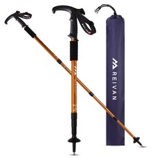 라이반 두랄루민 레디컬 4단 T자형 등산스틱 130Cm 2P, 라이반 레디컬 T자형 등산스틱 2P_오렌지
