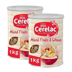 네슬레 세레락 과일 & 밀 유아 시리얼 7-36개월용 1kg, 2개, 밀 바나나 사과 오렌지