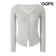 GGPX 지지피엑스 레이스 배색 골지 롤링 니트 GQ5KP025F