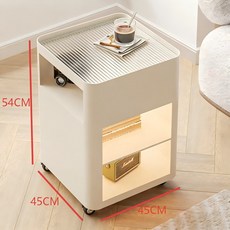 바퀴 이동식 침대옆협탁 미니 사이드 조명 사각 테이블, 1개, 밀크화이트 45