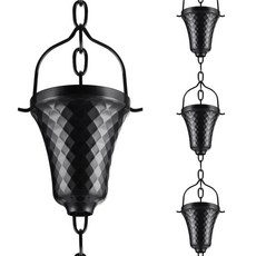 HANAYARD 빗물받이 외부 블랙 파우더 코팅 다운스파우트 레인 캐처 다이버터 금속 야외 장식 2.6m(8.5피트), HANAYARD 빗물받이 외부 블랙 파우더 코팅 다운스