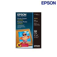 엡손 정품 인화지 S042548 A6 4x6 100매 광택 포토용지, 단일 포토 사이즈