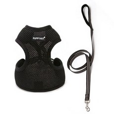 SB수빈스토어 간편착용 하네스 셋트 블랙 M 강아지산책 메쉬조끼 강아지목줄