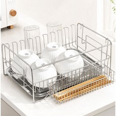 ZOZOFO 올스테인리스 식기 건조대 컵 그릇 거치대 정리대, 1개, 스테인리스 스틸 컬러, 1단