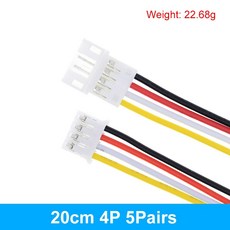마이크로 JST PH 2.0 2P 3P 4P 5P 6 핀 수 암 플러그 커넥터 와이어 케이블 포함 5 쌍 Arduino MP3 용 20CM + 20CM 10 개 전자 부품 액세서리 소스, 20CM Male-Female 4P