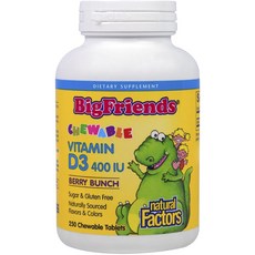 natural Factors 維生素D3 400IU咀嚼錠, 1個, 250顆
