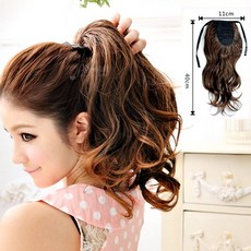 PS樂 綁式綁帶緞帶甜心捲馬尾假髮 P028 簡易上手 甜美捲髮, 1個, P0283淺棕