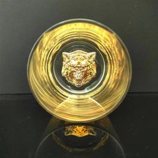 鎏金玻璃威士忌雞尾酒杯套裝，創意古典洋酒啤酒杯，酒吧專用, 狼頭杯,301-400ml, 1個