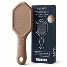 SILKLE 나노 유리 발 파일 - 발과 갈라진 발뒤꿈치를 위한 실리콘 굳은살 제거제 각질 인체공학적 스크러버 및 미끄럼 방지 그립이 있는 샤워용, Brown