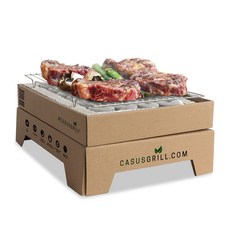 꾸버스 투타임 일회용 바베큐그릴 휴대용 캠핑용 1회용 야외용 숯불 석쇠 화로, 1세트